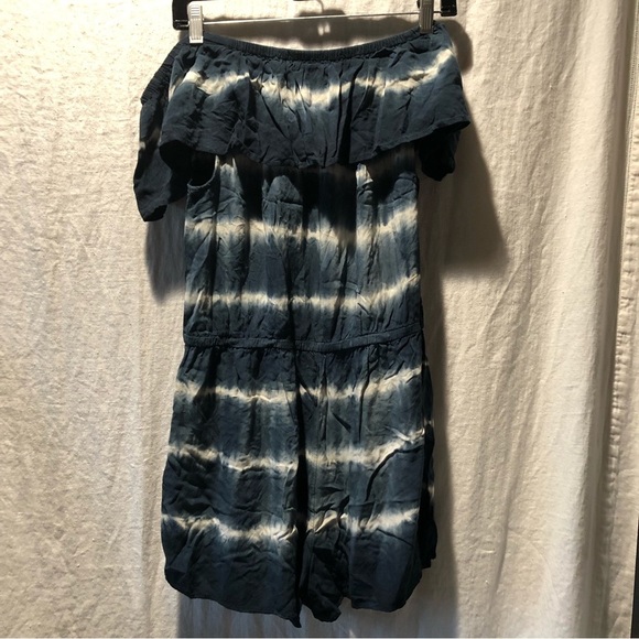 Aeropostale off the shoulder tie dye midnight blue elastic waist and shoulder L - Picture 8 of 8